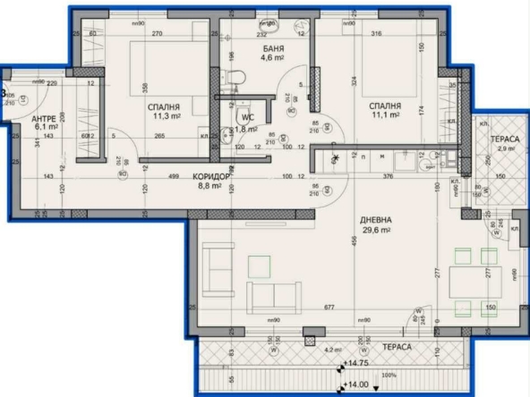 Тристаен апартамент в Пловдив, Христо Смирненски - 124 кв.м за 1805 €/кв.м - Снимка #1