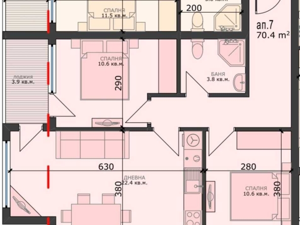 Тристаен апартамент в Варна, Левски - 85 кв.м за 1700 €/кв.м - Снимка #1