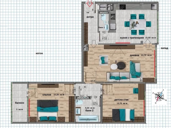 Тристаен апартамент в София, Сухата река - 100 кв.м за 3000 €/кв.м - Снимка #1