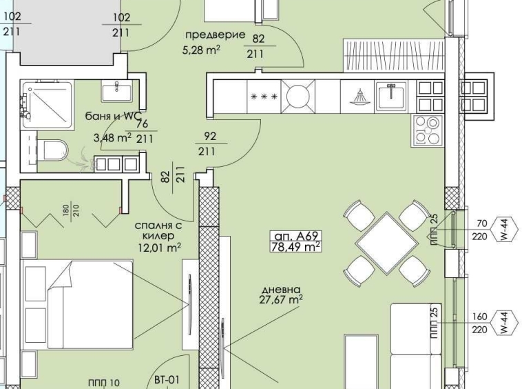 Тристаен апартамент в Пловдив, Център - 78 кв.м за 1200 €/кв.м - Снимка #1