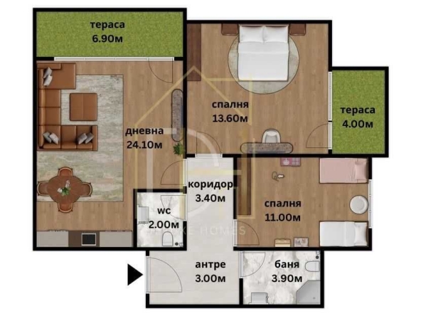 Тристаен апартамент в Пловдив, Беломорски - 95 кв.м за 568 €/кв.м - Снимка #1