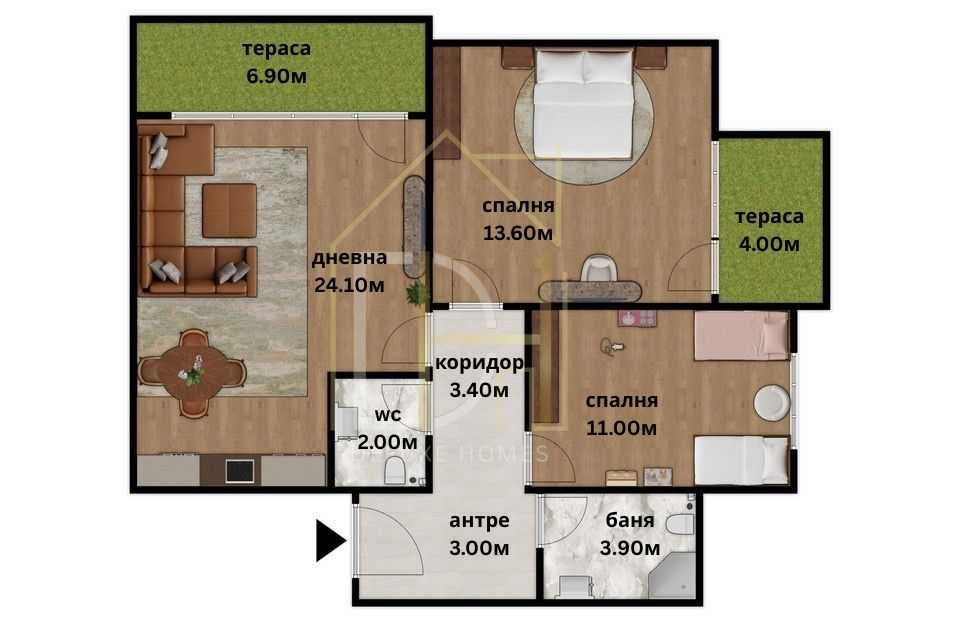 Тристаен апартамент в Пловдив, Беломорски - 95 кв.м за 568 €/кв.м - Снимка #1