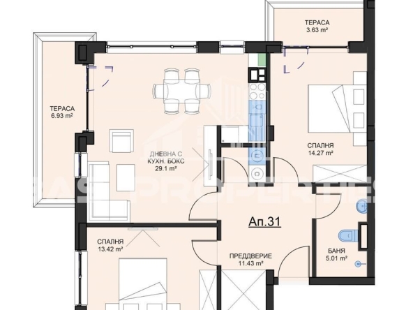 Тристаен апартамент в София, Малинова долина - 122 кв.м за 2000 €/кв.м - Снимка #1