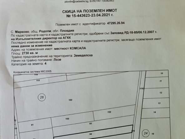 Земеделски имот в с. Марково, Област Пловдив -  кв.м за 37 €/дка - Снимка #1