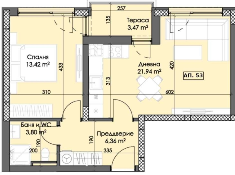 Двустаен апартамент в Пловдив, Тракия - 71 кв.м за 644 €/кв.м - Снимка #1