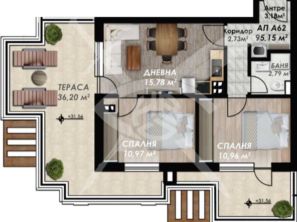 Тристаен апартамент в Пловдив, Кършияка - 106 кв.м за 855 €/кв.м - Снимка #1