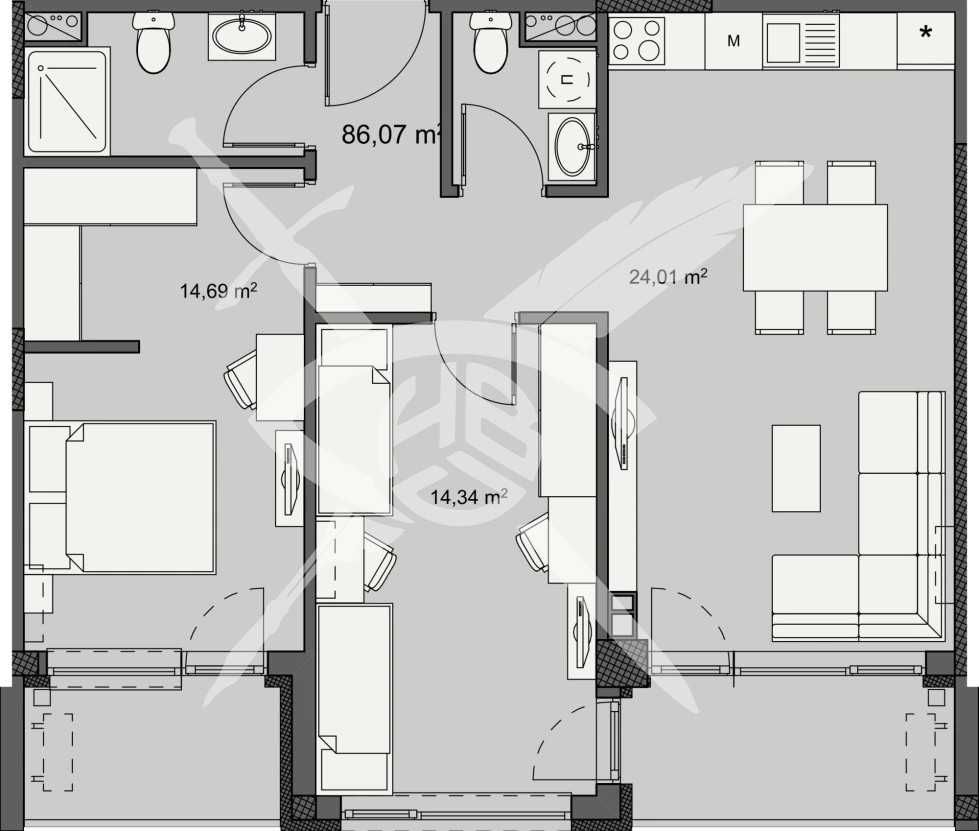 Тристаен апартамент в Бургас, Изгрев - 101 кв.м за 927 €/кв.м - Снимка #1