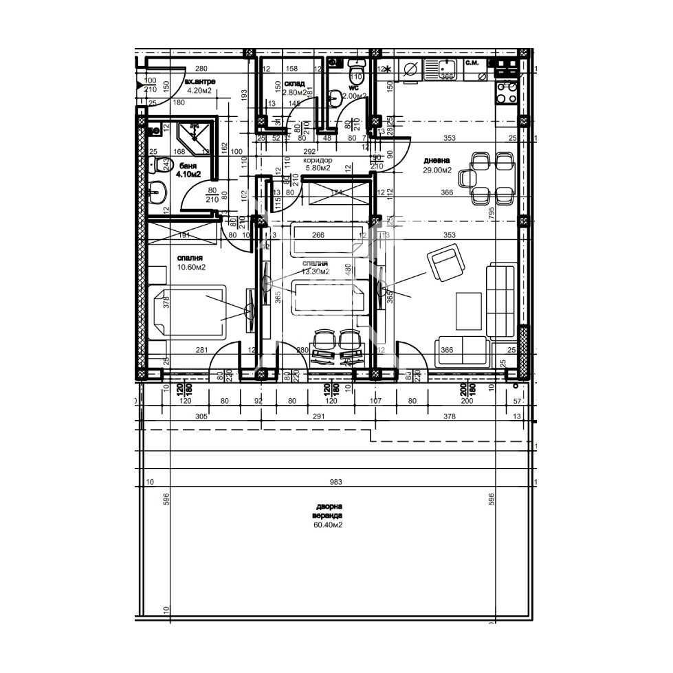 Тристаен апартамент в Пловдив, Остромила - 93 кв.м за 1125 €/кв.м - Снимка #1