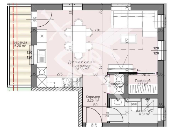 Двустаен апартамент в Пловдив, Христо Смирненски - 62 кв.м за 1002 €/кв.м - Снимка #1
