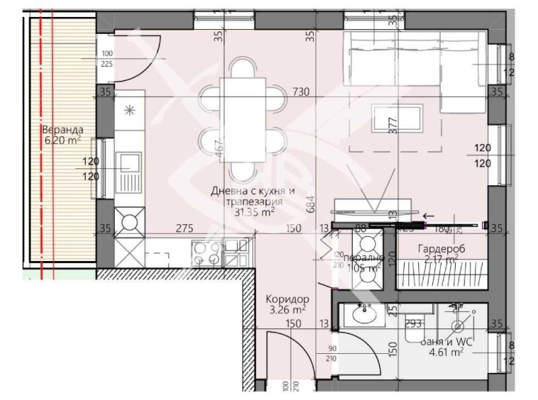 Двустаен апартамент в Пловдив, Христо Смирненски - 62 кв.м за 1002 €/кв.м - Снимка #1