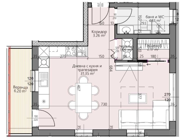 Двустаен апартамент в Пловдив, Христо Смирненски - 62 кв.м за 1000 €/кв.м - Снимка #1