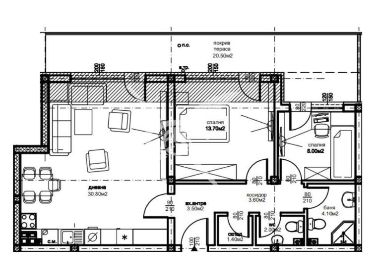 Тристаен апартамент в Пловдив, Остромила - 110 кв.м за 407 €/кв.м - Снимка #1