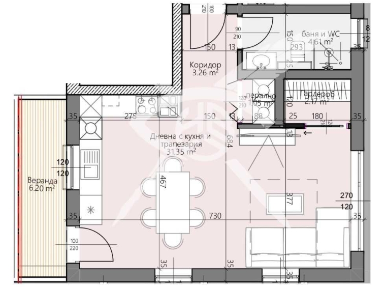 Двустаен апартамент в Пловдив, Христо Смирненски - 62 кв.м за 1002 €/кв.м - Снимка #1