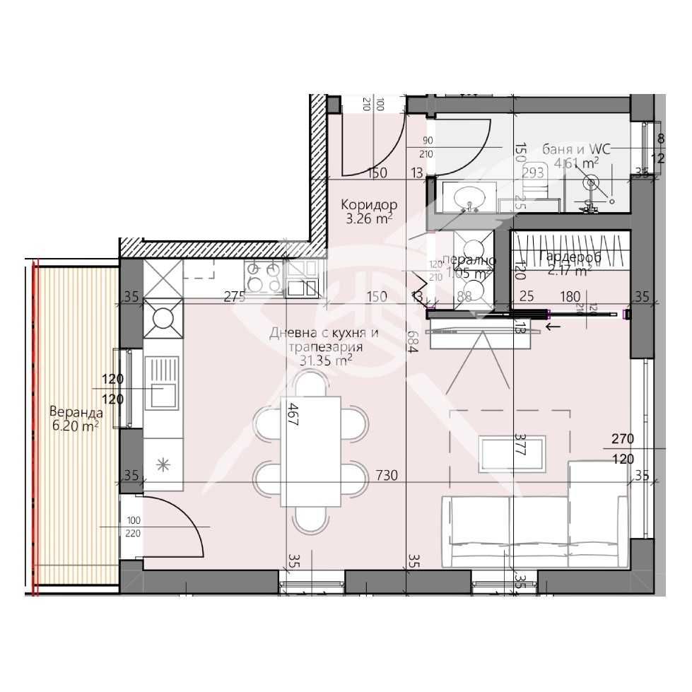 Двустаен апартамент в Пловдив, Христо Смирненски - 62 кв.м за 1002 €/кв.м - Снимка #1