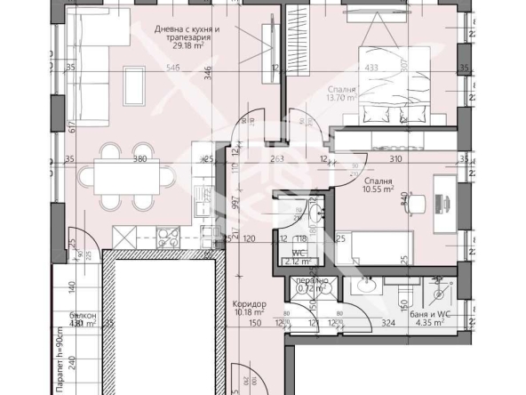 Тристаен апартамент в Пловдив, Христо Смирненски - 108 кв.м за 514 €/кв.м - Снимка #1