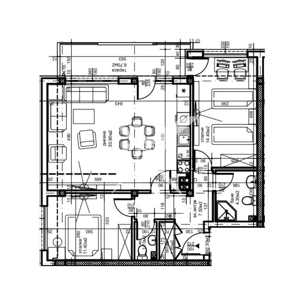 Тристаен апартамент в Пловдив, Остромила - 104 кв.м за 459 €/кв.м - Снимка #1