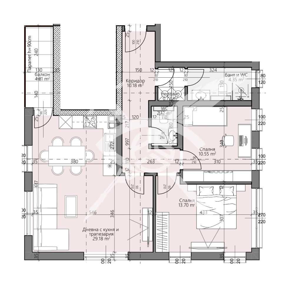 Тристаен апартамент в Пловдив, Христо Смирненски - 108 кв.м за 854 €/кв.м - Снимка #1