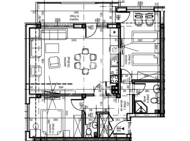 Тристаен апартамент в Пловдив, Остромила - 104 кв.м за 900 €/кв.м - Снимка #1