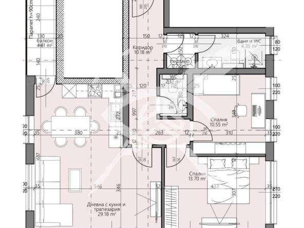 Тристаен апартамент в Пловдив, Христо Смирненски - 108 кв.м за 1675 €/кв.м - Снимка #1