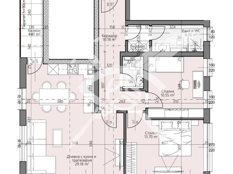 Тристаен апартамент в Пловдив, Христо Смирненски - 108 кв.м за 1675 €/кв.м - Снимка #1