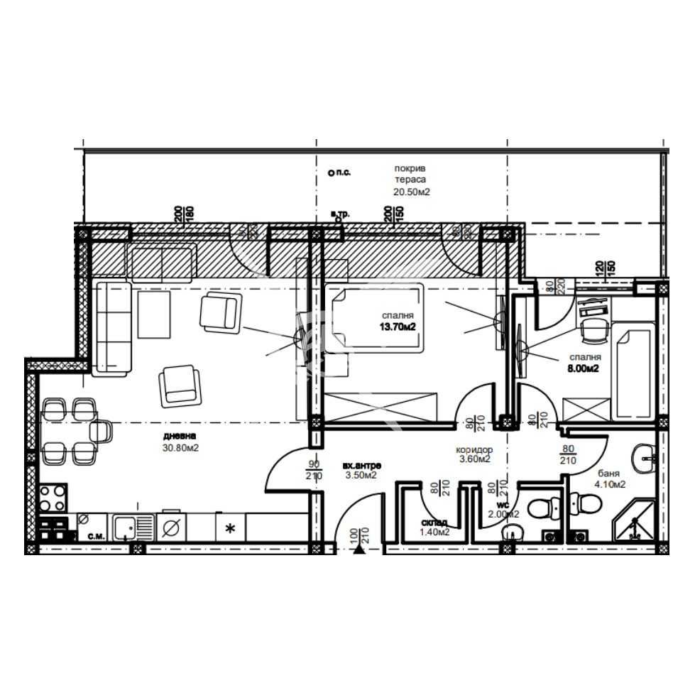 Тристаен апартамент в Пловдив, Остромила - 110 кв.м за 799 €/кв.м - Снимка #1