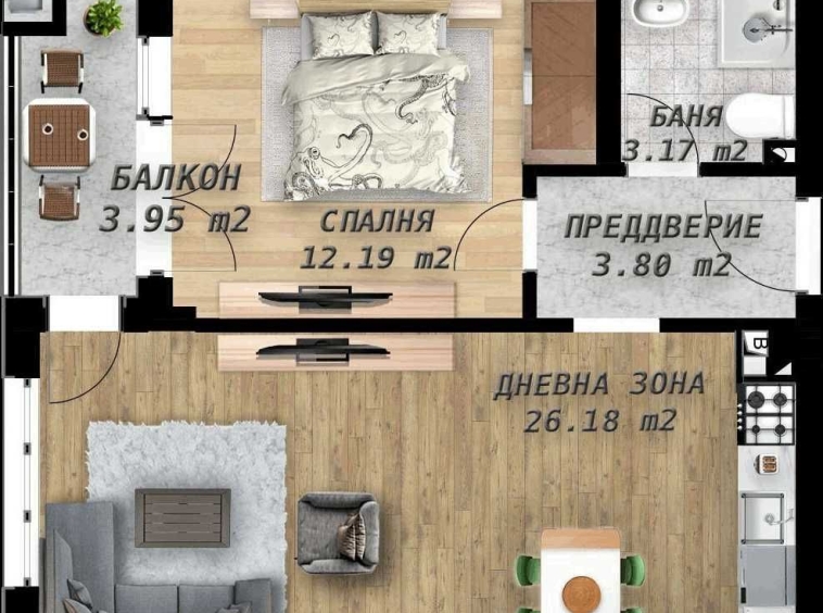 Двустаен апартамент в Пловдив, Беломорски - 65 кв.м за 612 €/кв.м - Снимка #1