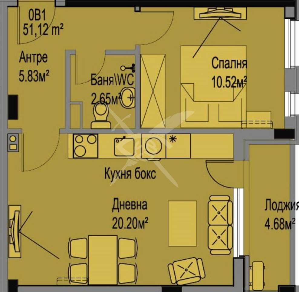 Двустаен апартамент в Бургас, Меден рудник - зона А - 62 кв.м за 879 €/кв.м - Снимка #1