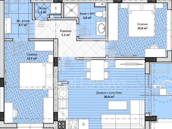 Тристаен апартамент в Пловдив, Остромила - 87 кв.м за 1050 €/кв.м - Снимка #1