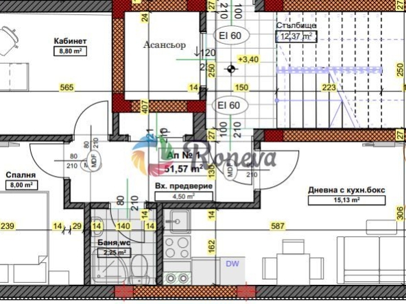 Тристаен апартамент в Варна, Трошево - 70 кв.м за 489 €/кв.м - Снимка #1