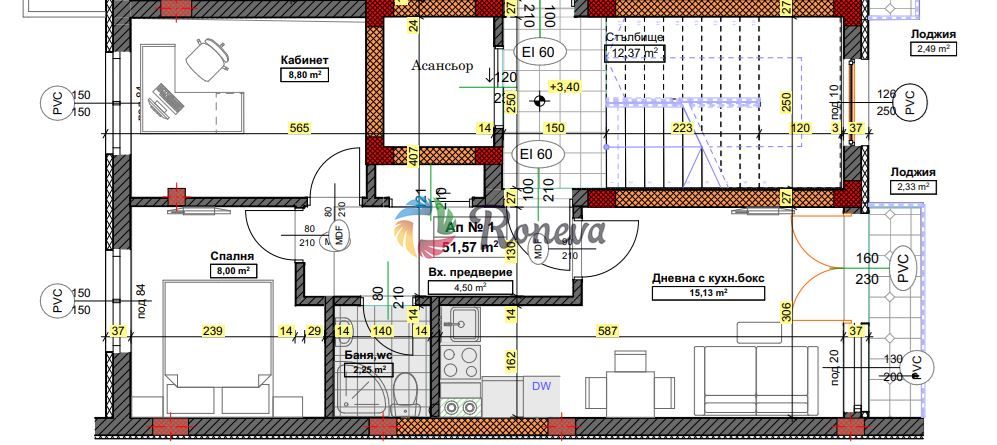 Тристаен апартамент в Варна, Трошево - 70 кв.м за 489 €/кв.м - Снимка #1