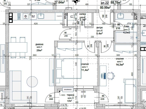 Тристаен апартамент в Стара Загора, Железник - център - 93 кв.м за 732 €/кв.м - Снимка #1