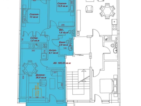 Тристаен апартамент в Варна, Колхозен пазар - 105 кв.м за 952 €/кв.м - Снимка #1