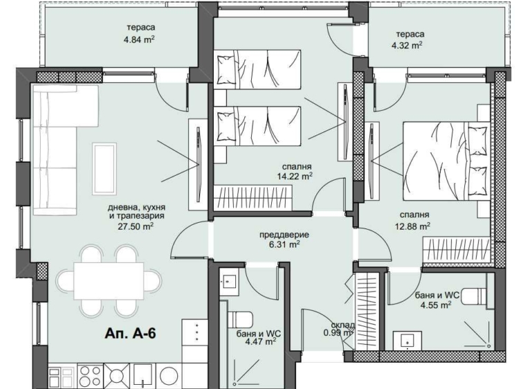 Тристаен апартамент в Пловдив, Христо Смирненски - 113 кв.м за 950 €/кв.м - Снимка #2
