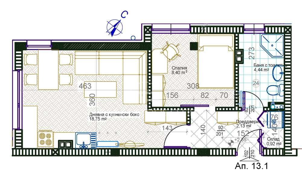 Двустаен апартамент в Пловдив, Христо Смирненски - 52 кв.м за 1336 €/кв.м - Снимка #1
