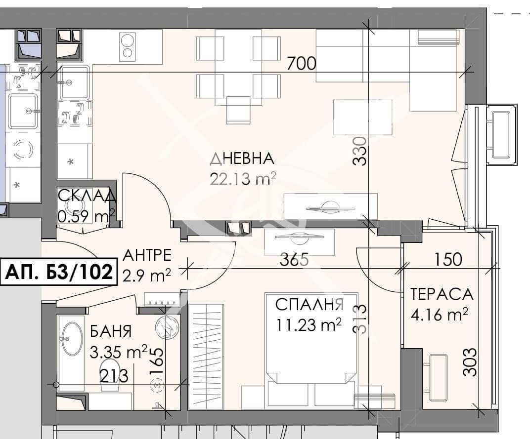 Двустаен апартамент в Бургас, Меден рудник - зона А - 60 кв.м за 825 €/кв.м - Снимка #1