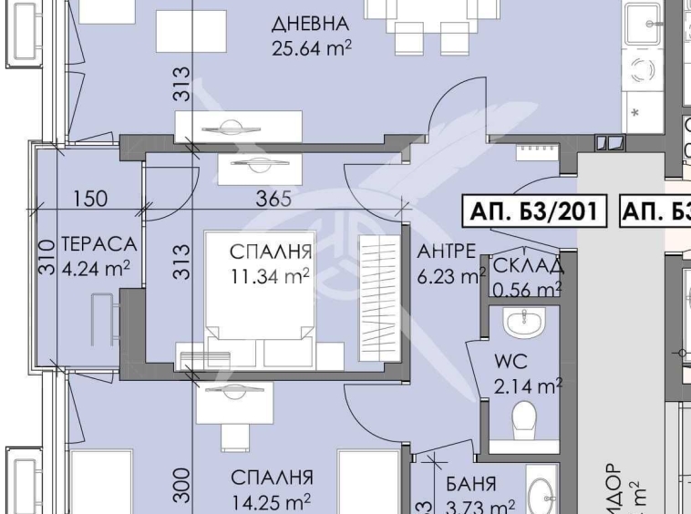 Тристаен апартамент в Бургас, Меден рудник - зона А - 90 кв.м за 1000 €/кв.м - Снимка #1