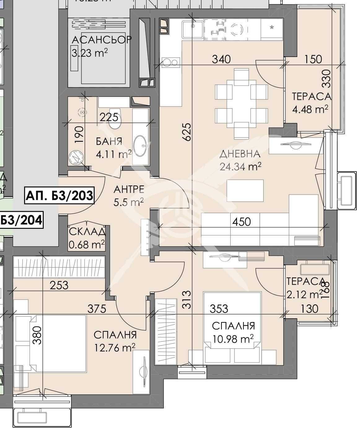 Тристаен апартамент в Бургас, Меден рудник - зона А - 90 кв.м за 1000 €/кв.м - Снимка #1