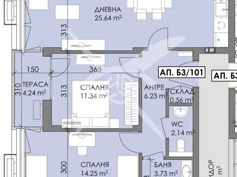 Тристаен апартамент в Бургас, Меден рудник - зона А - 91 кв.м за 1000 €/кв.м - Снимка #1