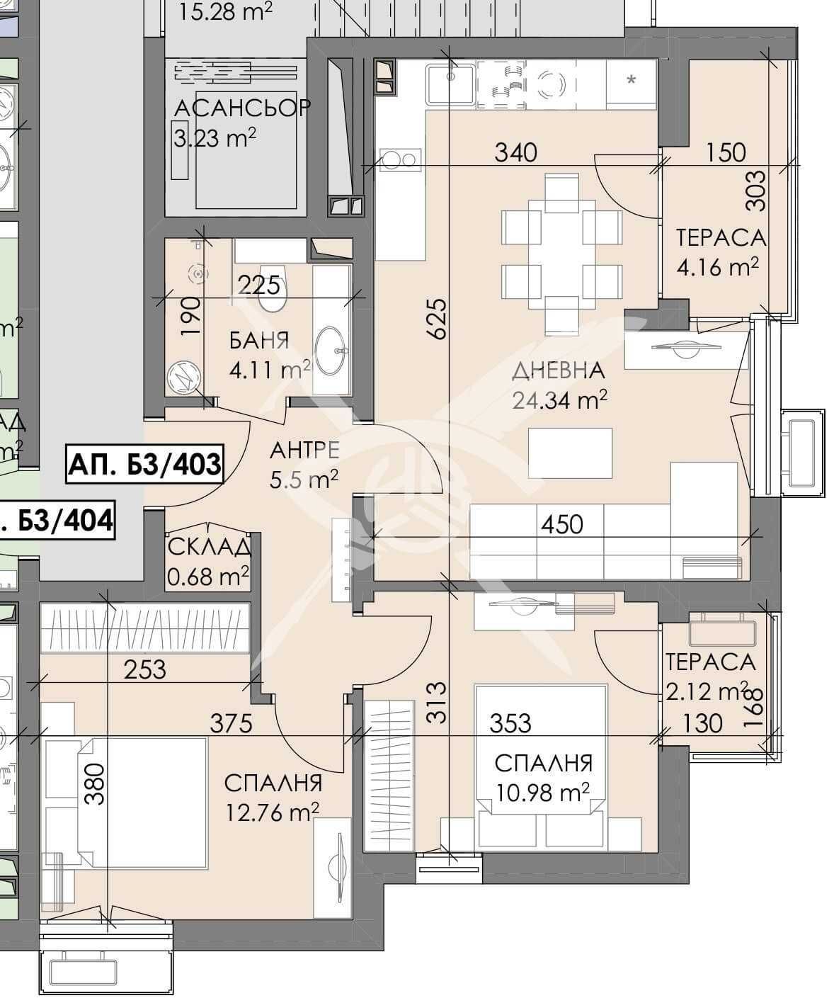 Тристаен апартамент в Бургас, Меден рудник - зона А - 90 кв.м за 1000 €/кв.м - Снимка #1