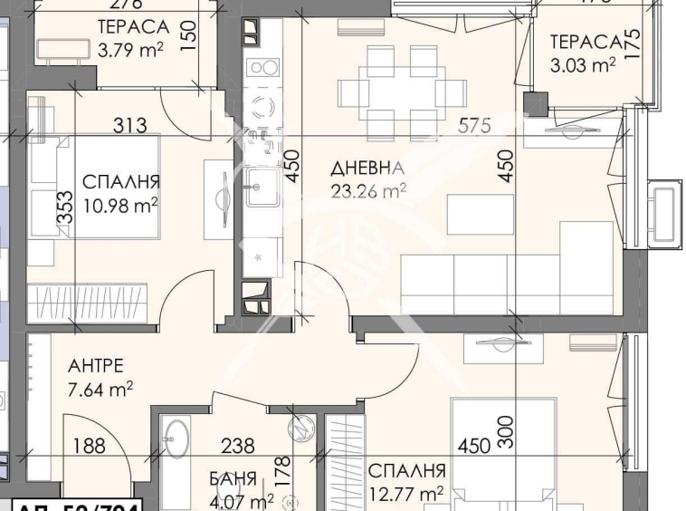 Тристаен апартамент в Бургас, Меден рудник - зона А - 95 кв.м за 1000 €/кв.м - Снимка #1