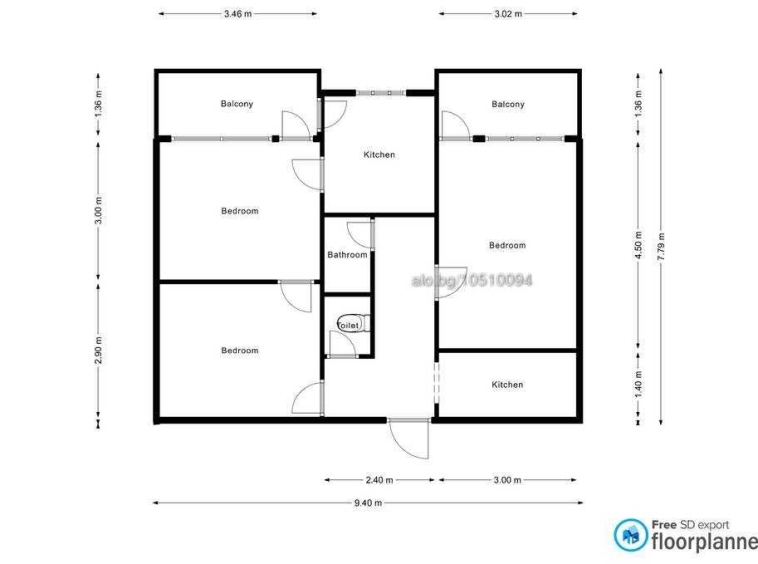 Тристаен апартамент в Плевен, Широк център - 75 кв.м за 1467 €/кв.м - Снимка #1