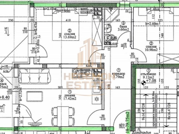 Тристаен апартамент в Варна, Виница - 94 кв.м за 1502 €/кв.м - Снимка #1