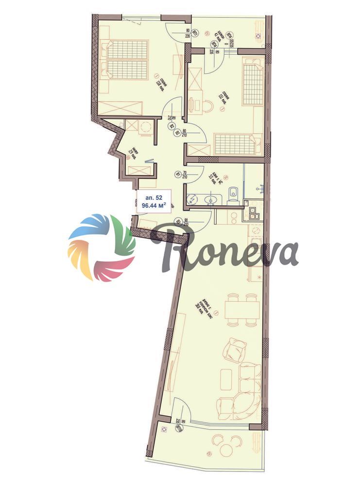 Тристаен апартамент в Варна, Чайка - 110 кв.м за 1043 €/кв.м - Снимка #1