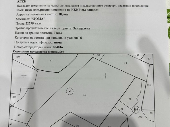 Парцел в с. Шума, Област София-област - 22299 кв.м за 1 €/кв.м - Снимка #1