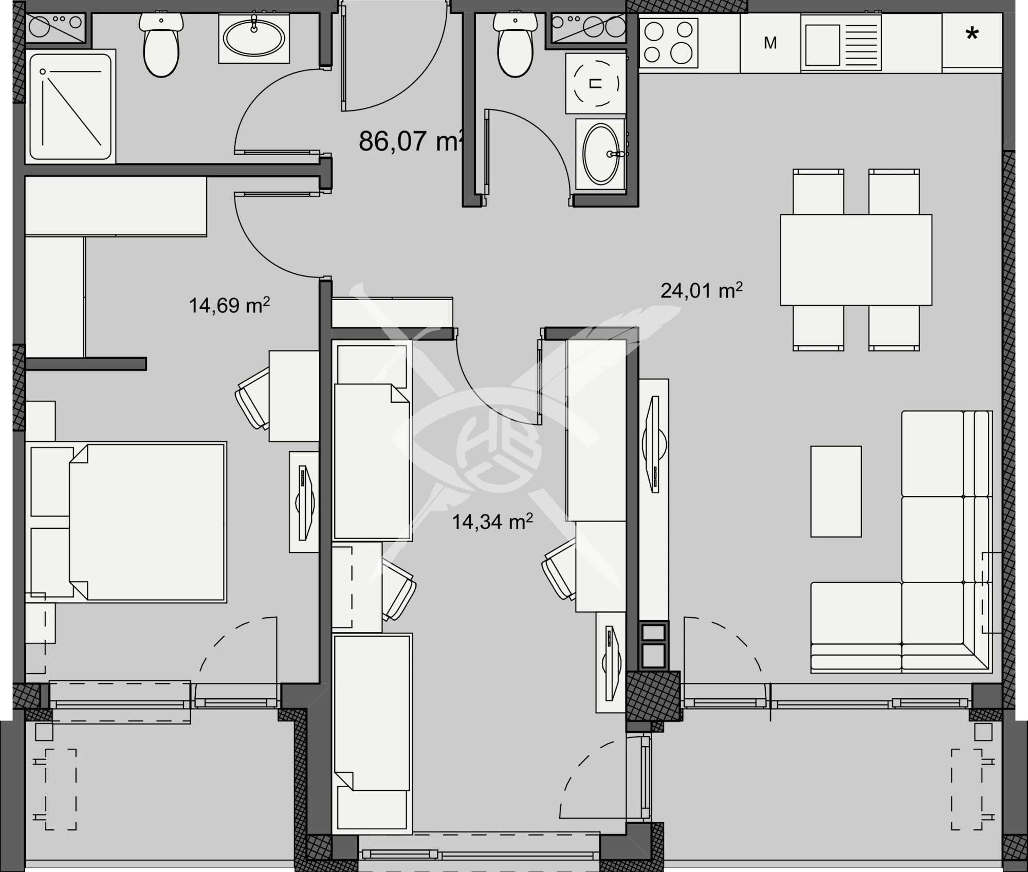 Тристаен апартамент в Бургас, Изгрев - 101 кв.м за 977 €/кв.м - Снимка #1