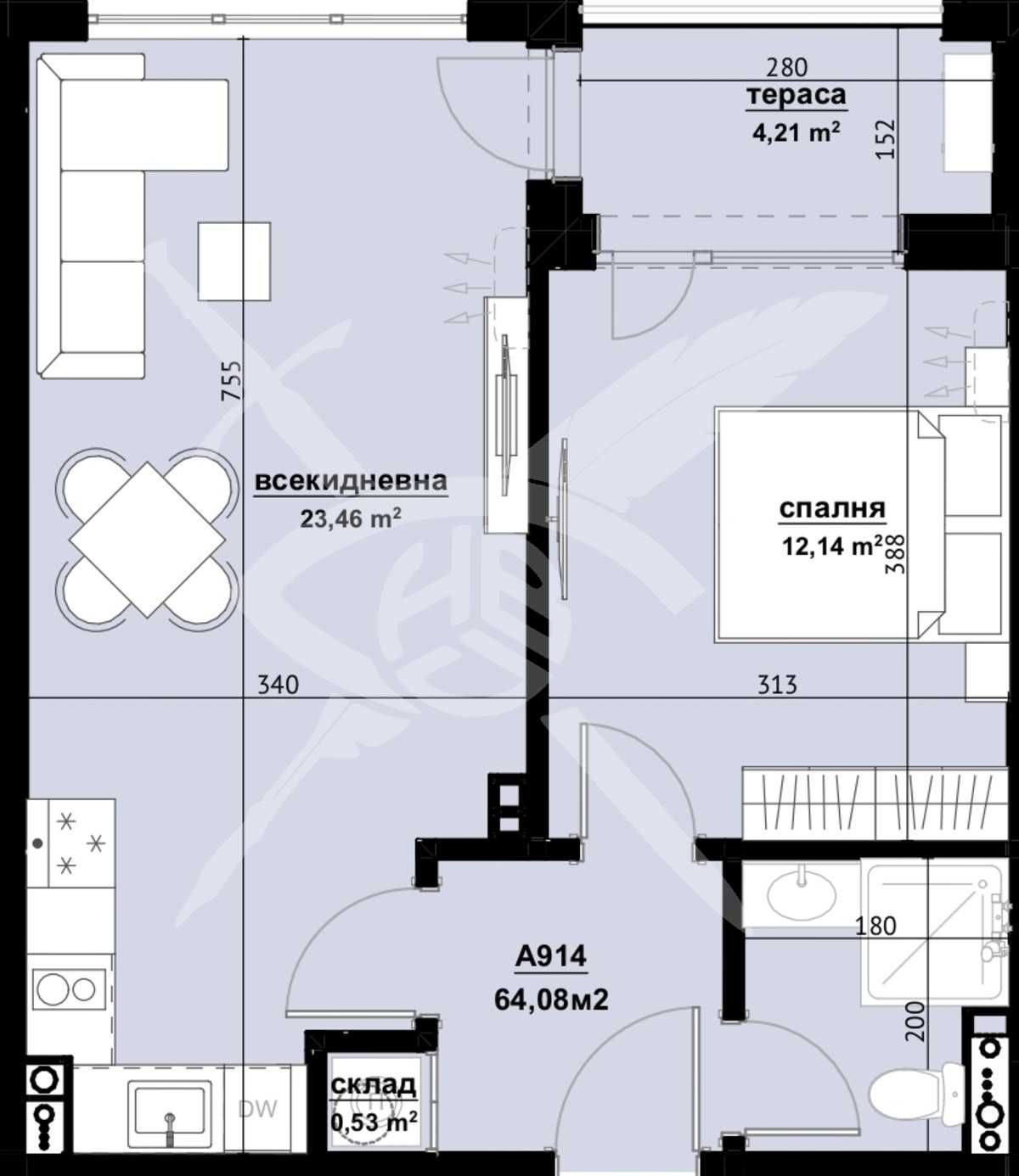 Двустаен апартамент в Бургас, Изгрев - 64 кв.м за 718 €/кв.м - Снимка #1