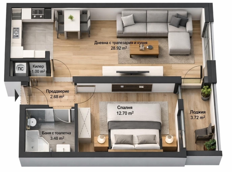 Двустаен апартамент в Пловдив, Южен - 73 кв.м за 650 €/кв.м - Снимка #1