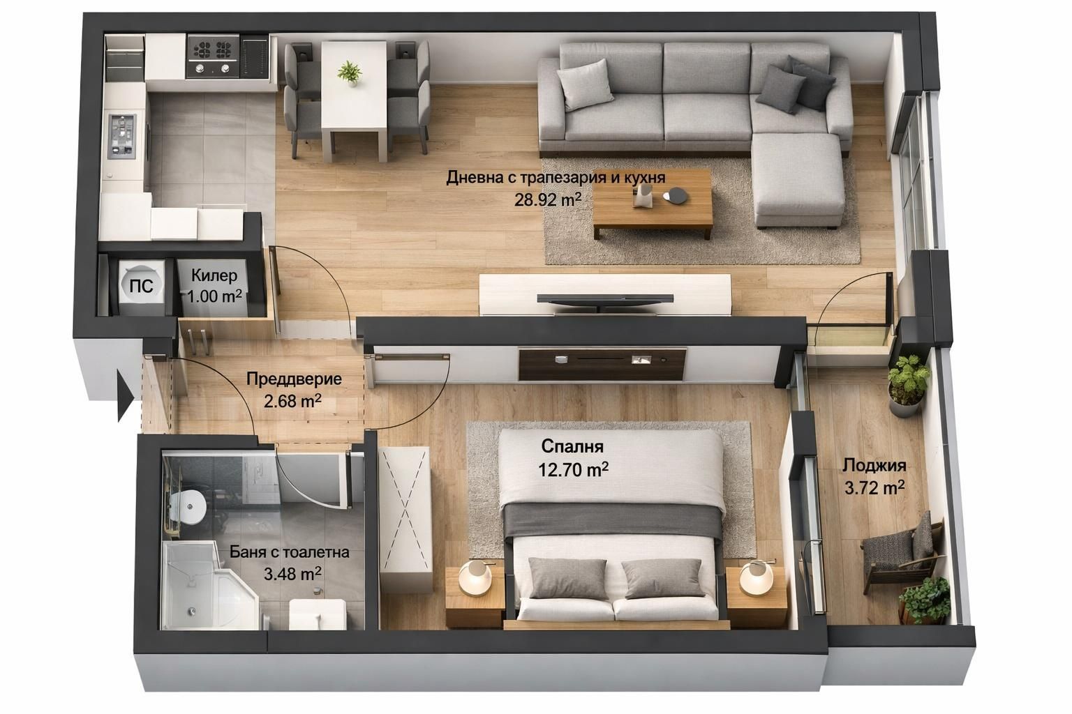 Двустаен апартамент в Пловдив, Южен - 73 кв.м за 650 €/кв.м - Снимка #1