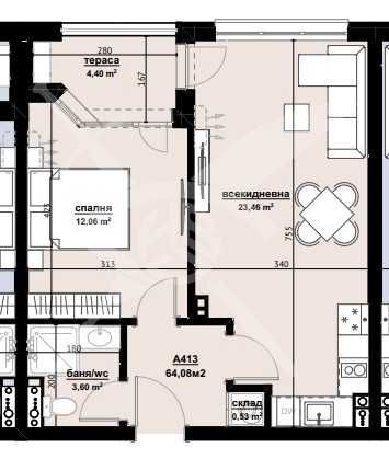 Двустаен апартамент в Бургас, Изгрев - 64 кв.м за 733 €/кв.м - Снимка #1