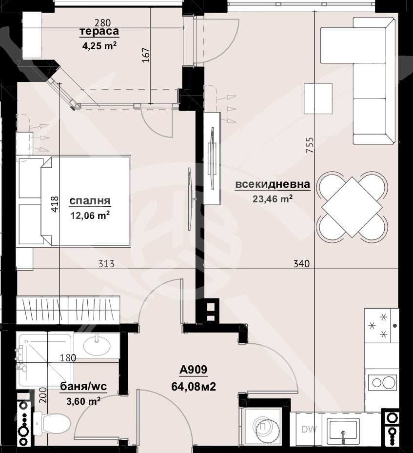 Двустаен апартамент в Бургас, Изгрев - 64 кв.м за 718 €/кв.м - Снимка #1